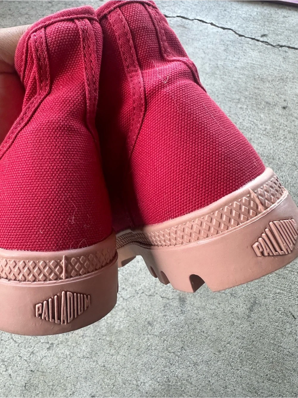 Palladium Red Pampa Vegan Canvas Lace Up Boot